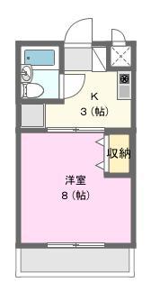 グランパレI(1K/4階)の間取り写真