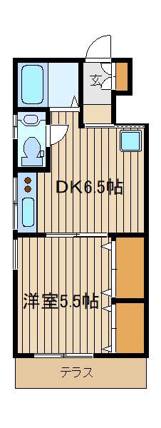 谷原4丁目貸室(1DK/1階)の間取り写真