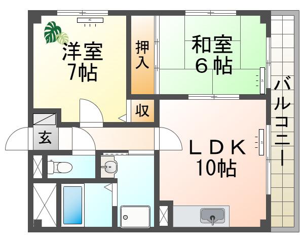 TWIGGY崇徳院II(2LDK/1階)の間取り写真