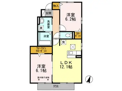 メゾンプレーヌ天竜川(2LDK/1階)の間取り写真