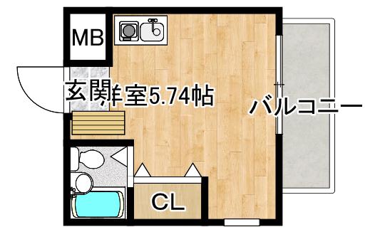 メゾン江坂イースト(ワンルーム/2階)の間取り写真