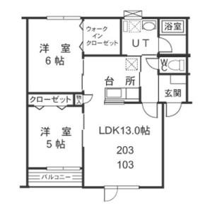 MARINE BLUE(2LDK/1階)の間取り写真