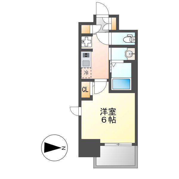エステムコート名古屋栄プレシャス(1K/6階)の間取り写真