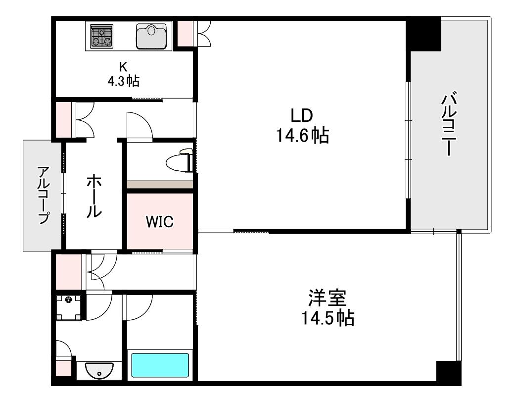 グラングリーン大阪 THE ノース RESIDENCE(1LDK/33階)の間取り写真