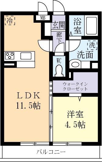 アルメリアB(1LDK/3階)の間取り写真