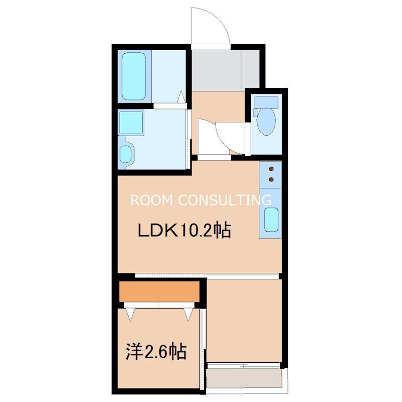 ベルクレール下荒田(1LDK/4階)の間取り写真