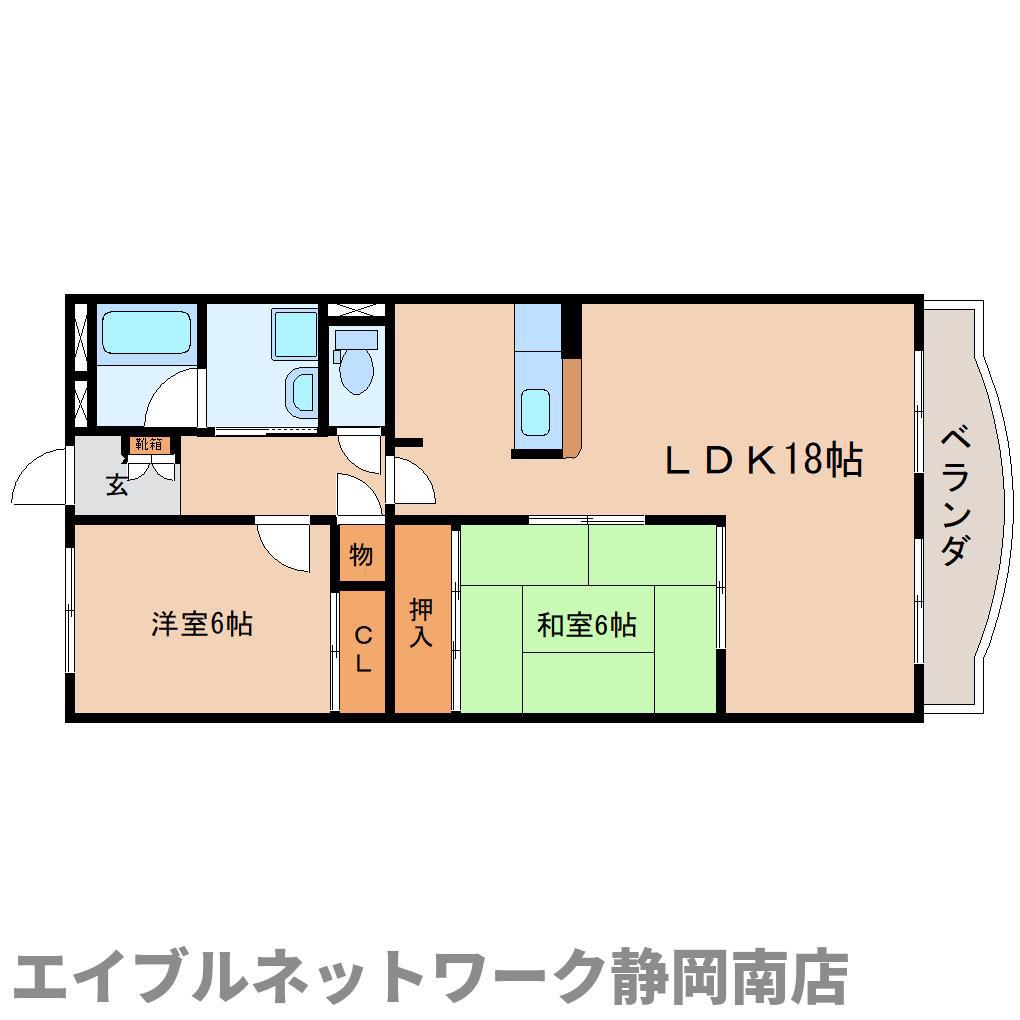 ルーミー(2LDK/2階)の間取り写真