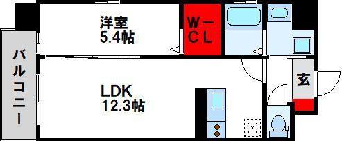 MUU.黒崎(1LDK/5階)の間取り写真