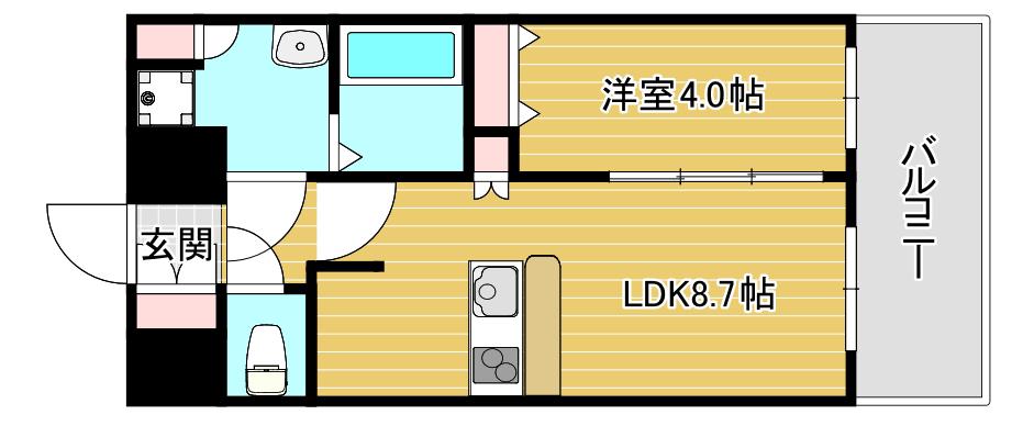 プレサンス難波インフィニティ(1LDK/11階)の間取り写真