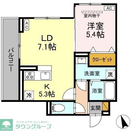 前原東2丁目PJ Dーセアリス前原東(1LDK/3階)の間取り写真