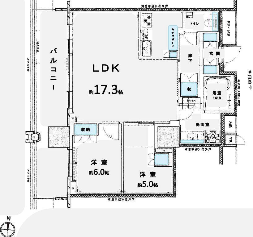 プラウドタワー名古屋錦(2LDK/22階)の間取り写真