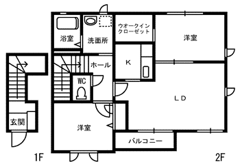 ブランシェ角鹿(2LDK/2階)の間取り写真