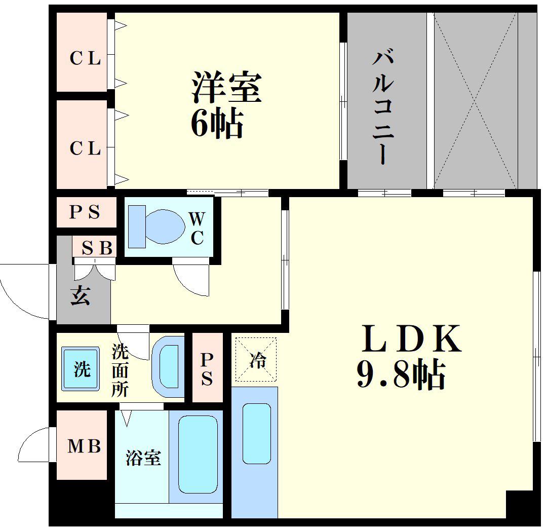 ぐらんしゃりお もあ(1LDK/4階)の間取り写真
