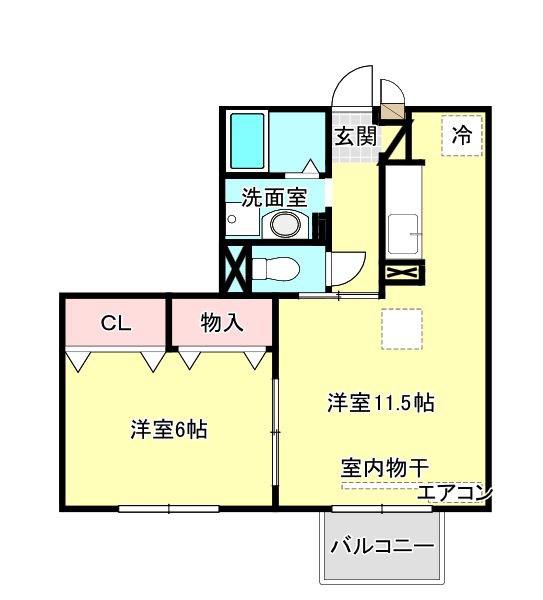 ベルコート木ノ座A(1LDK/1階)の間取り写真