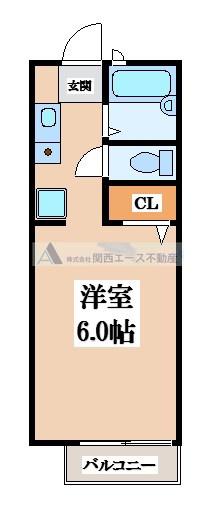 サウス柿木(1K/2階)の間取り写真