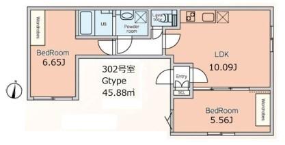 ALERO BASE SASAZUKA サウス(2LDK/3階)の間取り写真