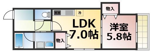 エム・ステージ小路東(1LDK/3階)の間取り写真