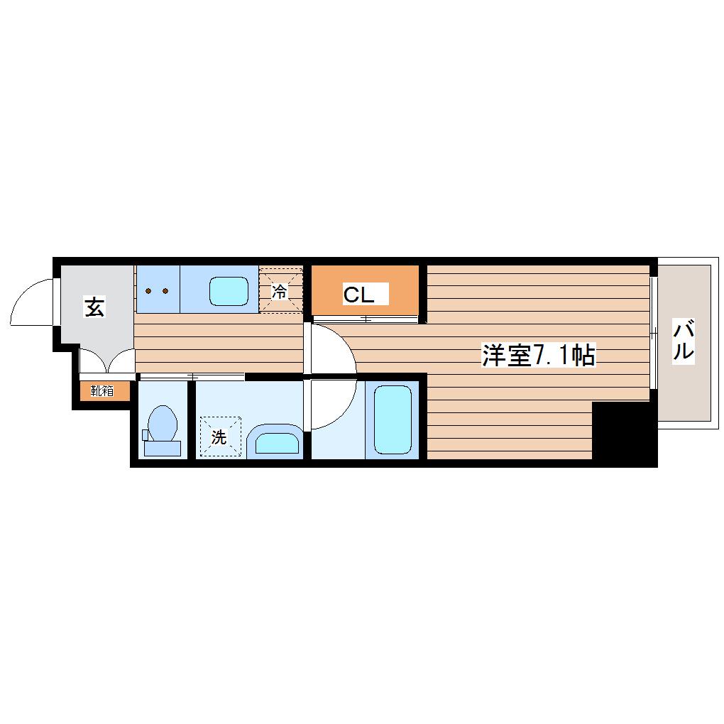 MIRAIZU RESIDENTIAL SENDAI II(1K/6階)の間取り写真