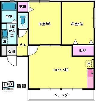 開出オアゾ(2LDK/1階)の間取り写真