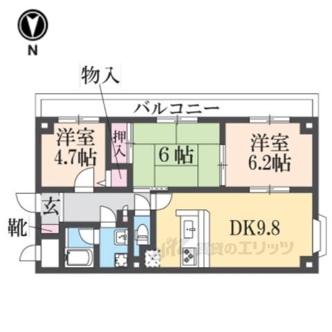 メゾンド-ル荒牧(3LDK/2階)の間取り写真