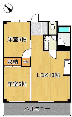 福寿コーポラス(2LDK/2階)の間取り写真