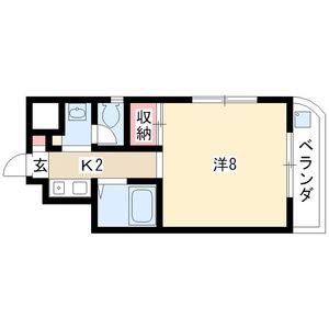 アメニティ岩戸(1K/2階)の間取り写真