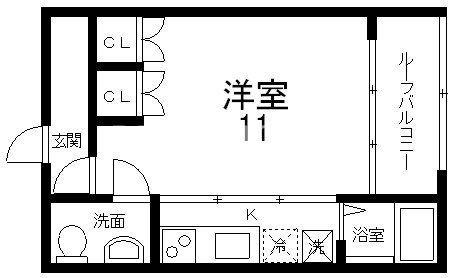 シンワパーレ(1K/1階)の間取り写真