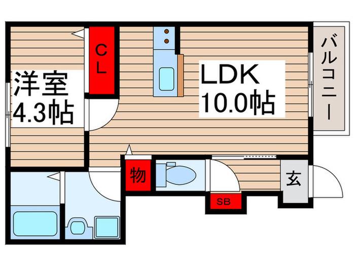 ルル リヴィン(1LDK/1階)の間取り写真