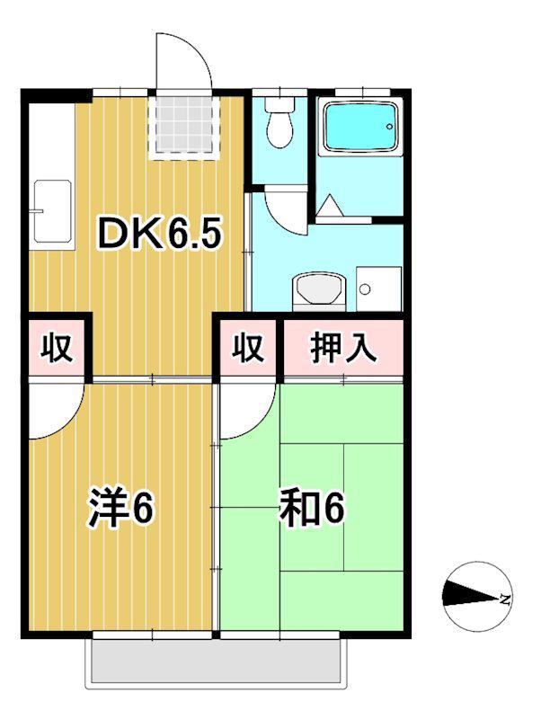 リブランハイツ(2DK/2階)の間取り写真