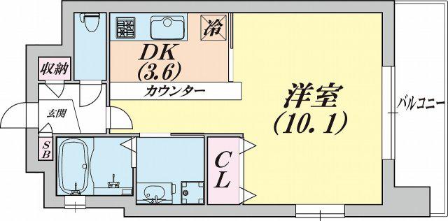 メゾンエフカミサワ(1DK/4階)の間取り写真