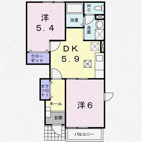 サンシャイン三永(2DK/1階)の間取り写真