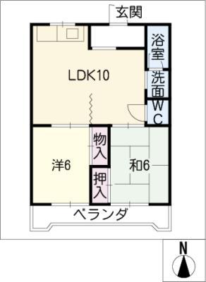 メゾン星ヶ丘(2LDK/2階)の間取り写真