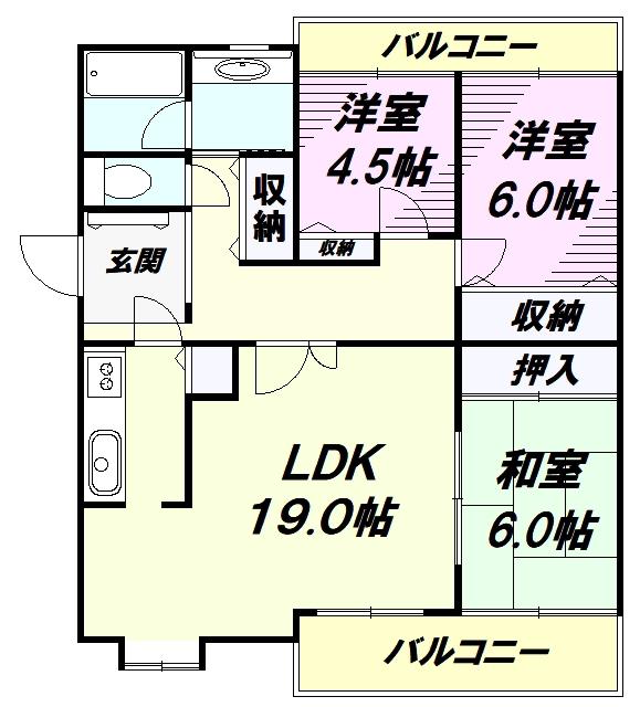 レジデンス元木(3LDK/2階)の間取り写真