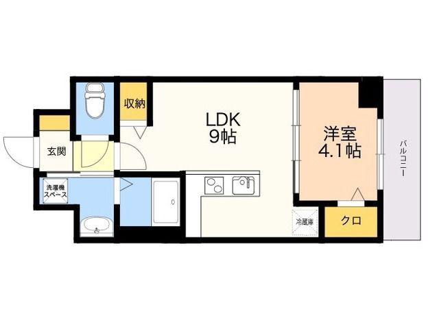 ヴァロアール博多(1LDK/3階)の間取り写真