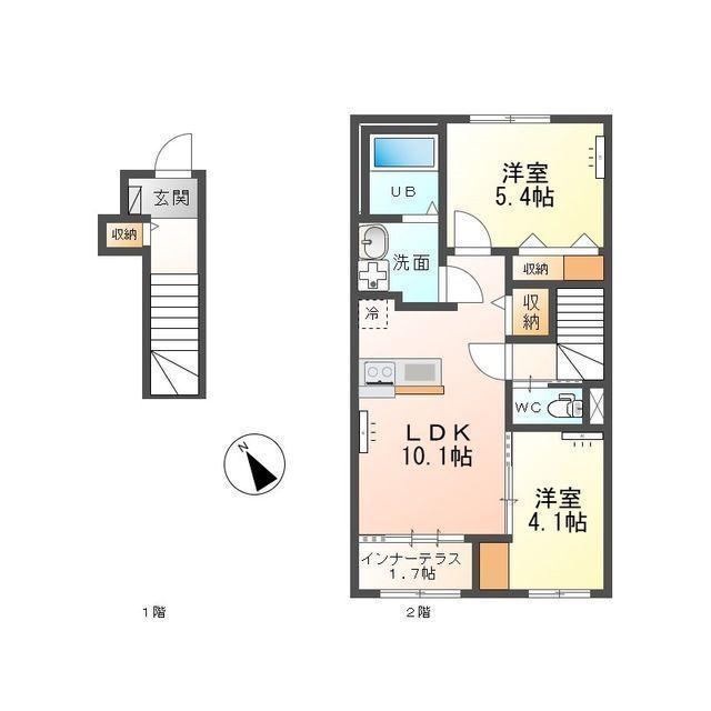 シャインスターアイズ(2LDK/2階)の間取り写真