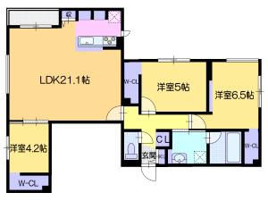 ラ・シュエット山鼻(3LDK/5階)の間取り写真