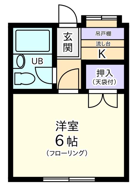 グリーンコーポ谷塚(1K/2階)の間取り写真