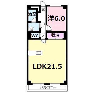 ハイツ洲本(1LDK/7階)の間取り写真