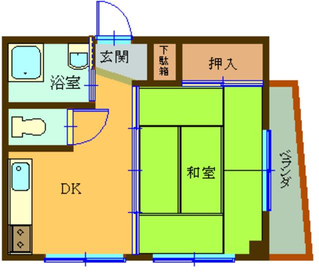 第8幸保マンション(1DK/2階)の間取り写真