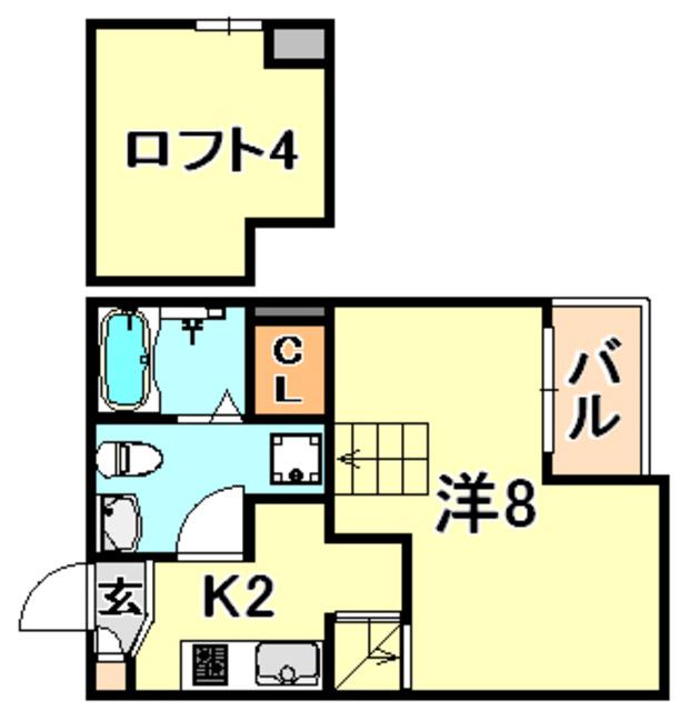 LUNA PIENA(ワンルーム/2階)の間取り写真