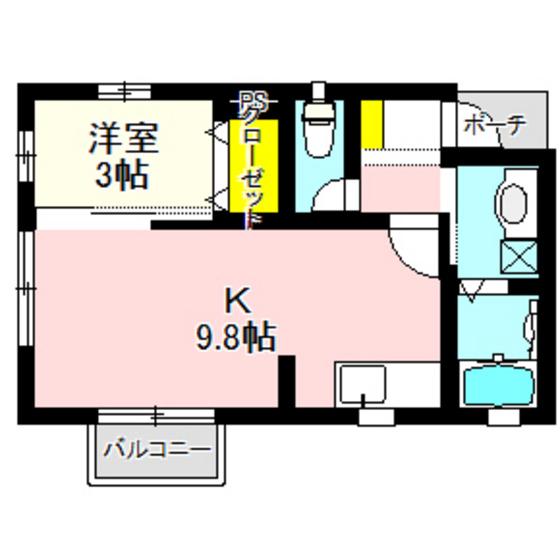 セルシオハイツIII(1SK/1階)の間取り写真