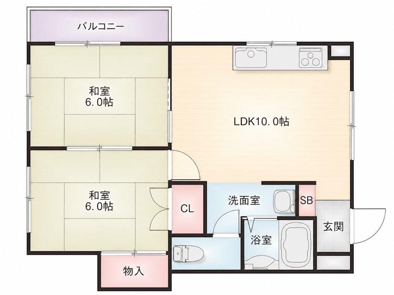スタンヒル久宝寺(2LDK/1階)の間取り写真