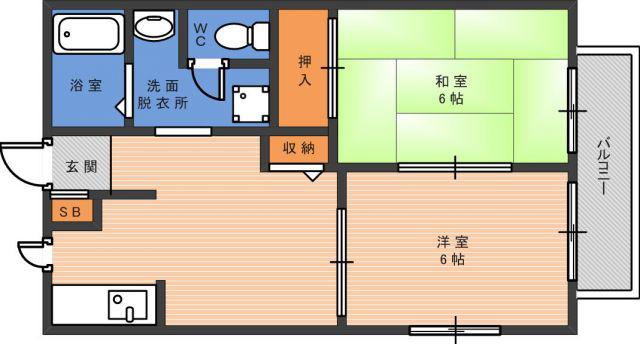 HOUSEアルバ(2DK/1階)の間取り写真