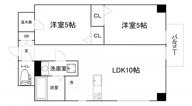 AM夕陽丘セカンド(2LDK/7階)の間取り写真