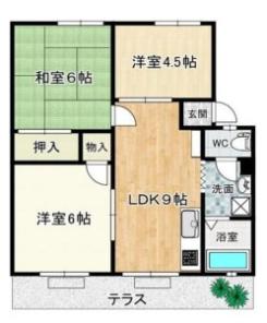 新栄プロパティー喜志I(3DK/1階)の間取り写真