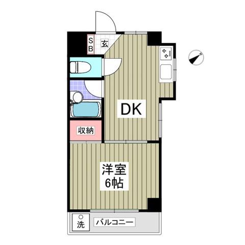 清新三興ハイツ(1DK/4階)の間取り写真