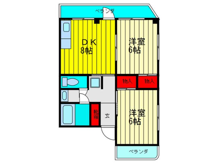 ミツヤマンション(2DK/2階)の間取り写真