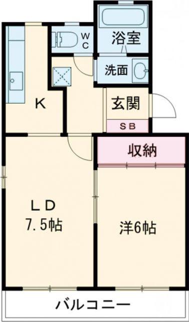 サンシャトレ神ノ輪(1LDK/1階)の間取り写真