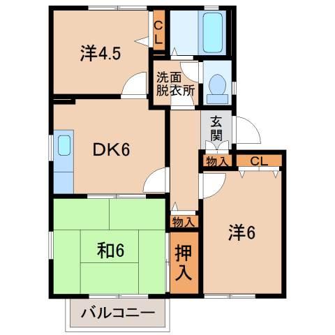 パールハイツ(3DK/2階)の間取り写真