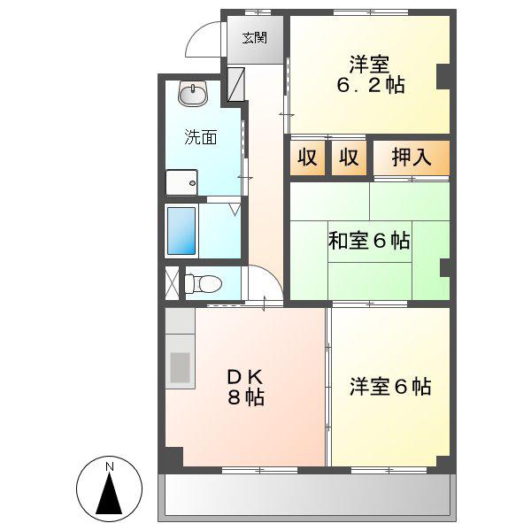 WAVE HOUSE(3DK/1階)の間取り写真